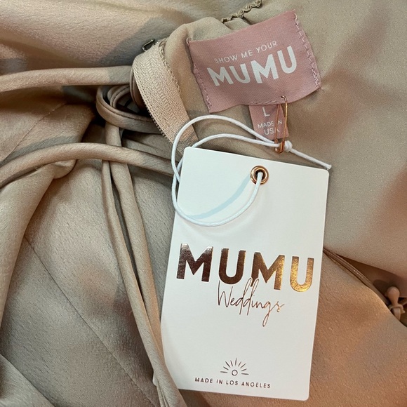 Show Me Your Mumu Godshaw Goddess Gown Large New w/ tags champagne luxe satin L - Picture 15 of 16